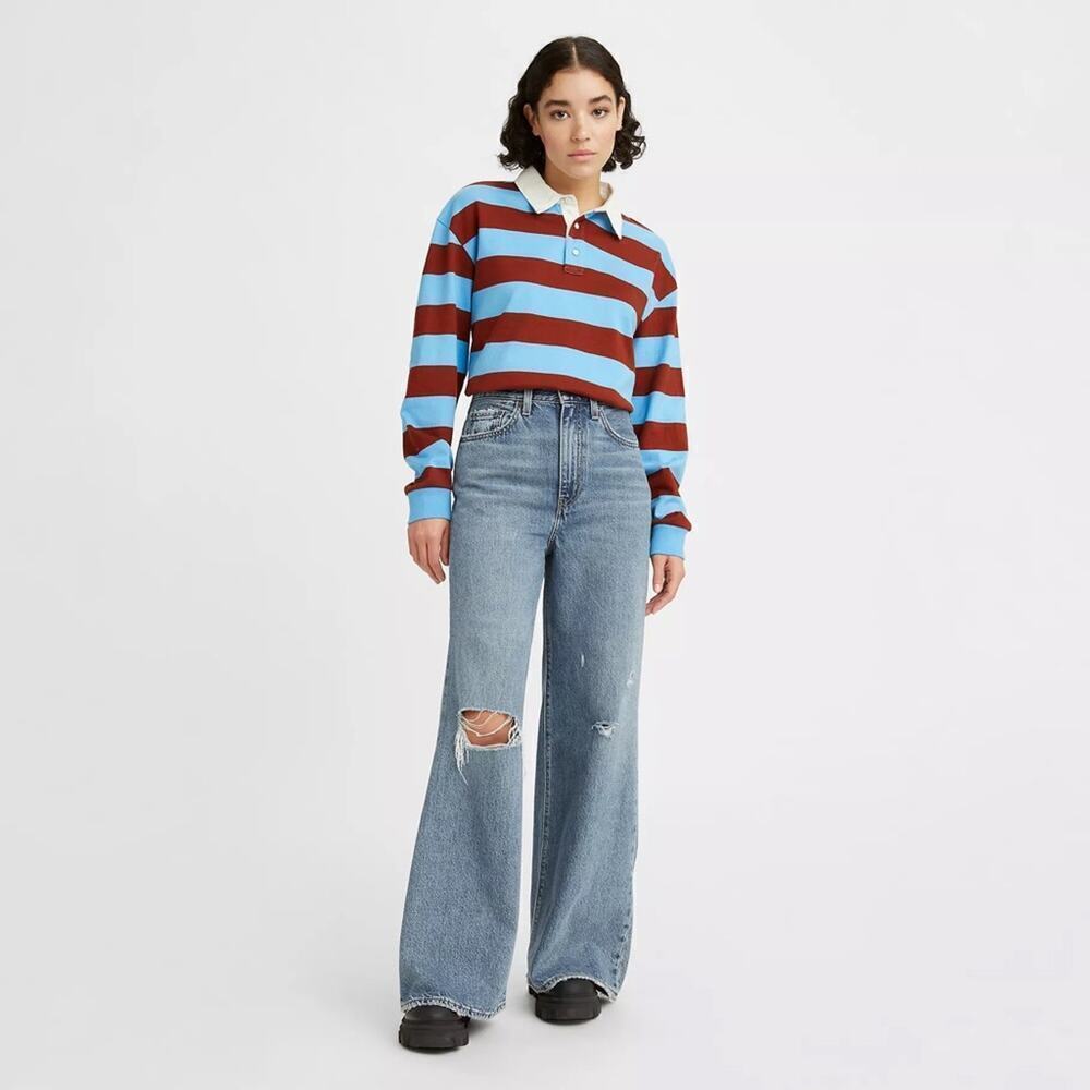 Levi's Premium High Loose Flare in Take Notes Jeans Size 31 Distressed High Rise